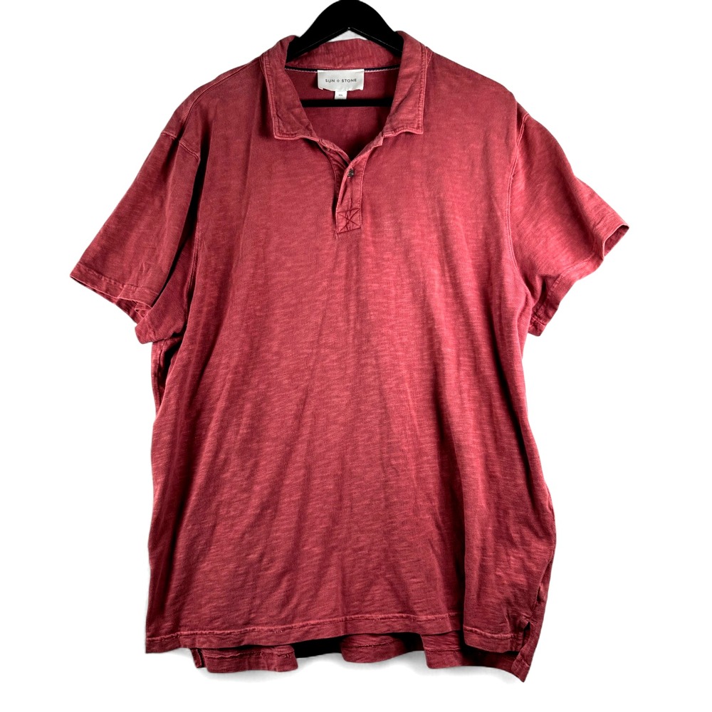 Sun + Stone Mens Soft Short Sleeve Slub Polo Shirt Sz XL